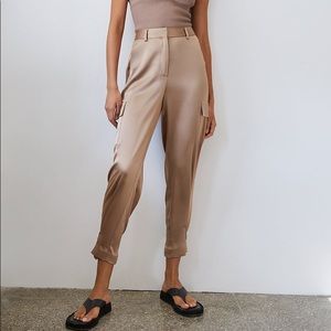 Refinded satin cargo pants